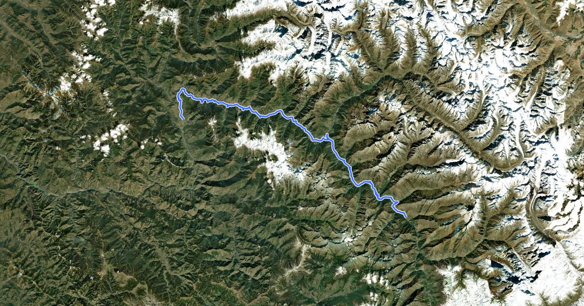 Маршрут Kishtwar to Killar на спутниковом снимке