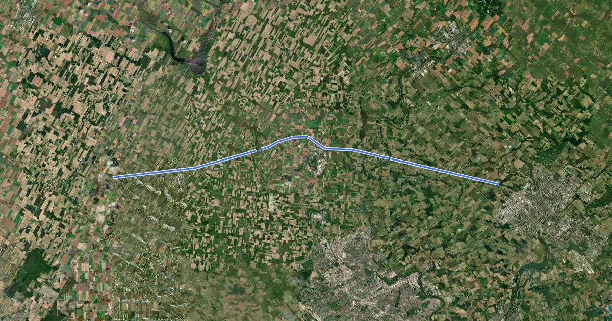 Маршрут Kissing Bridge Trailway (cycling) на спутниковом снимке