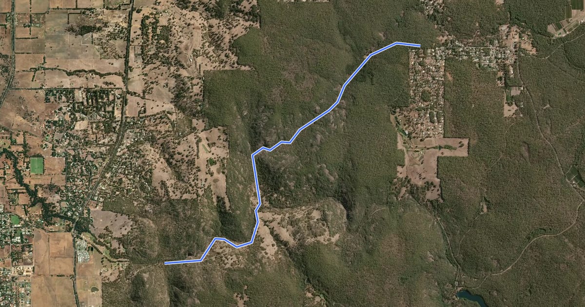 Маршрут Kitty's Gorge Trail на спутниковом снимке