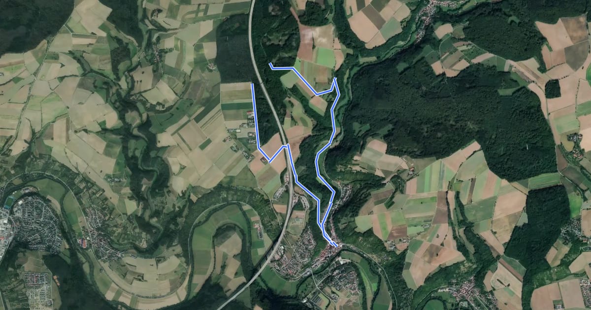 Маршрут KJ12 Widdern-Bannholz-Rundweg на спутниковом снимке