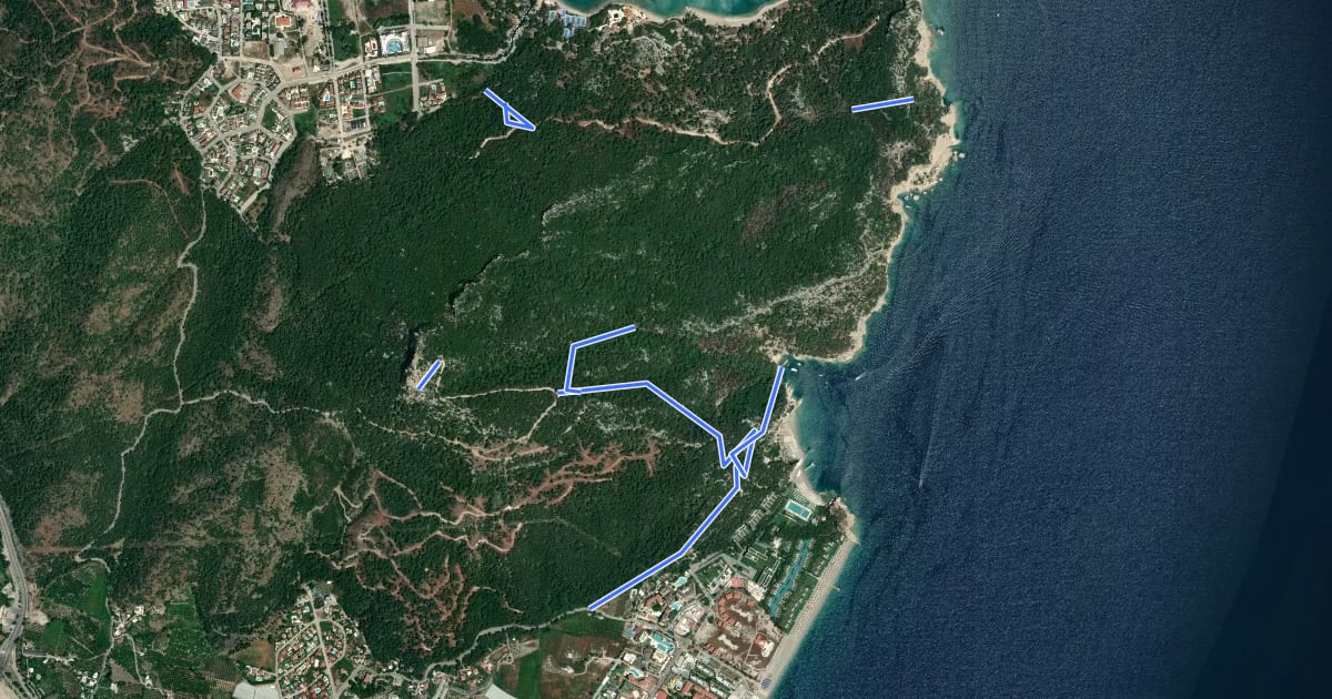 Маршрут KK Kiris-Kemer на спутниковом снимке