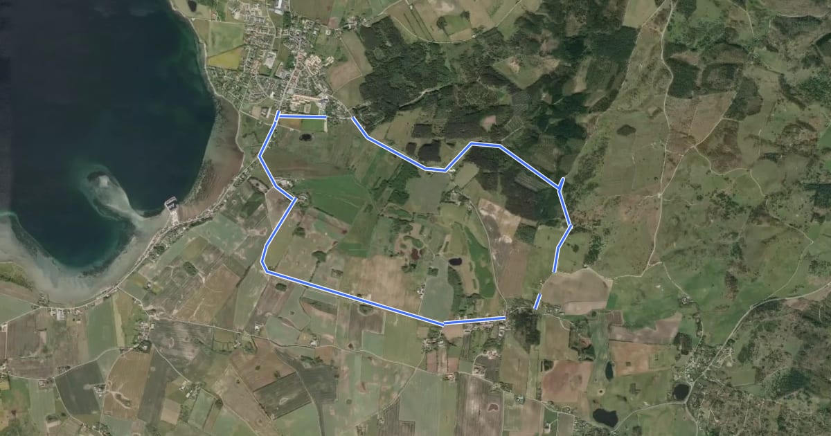 Маршрут Kløverstier-Landsbyruten на спутниковом снимке