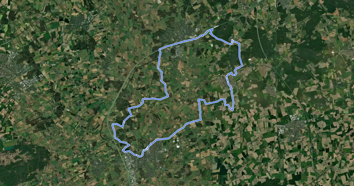 Маршрут Kleeblatt-Radtour 1 на спутниковом снимке