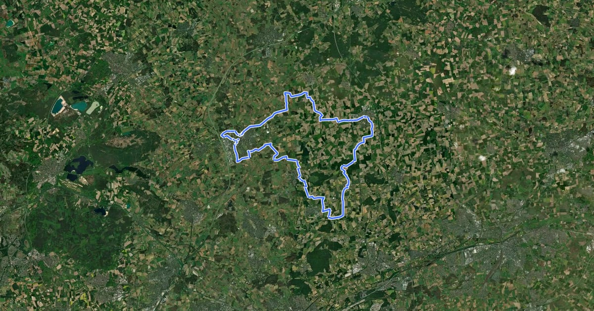 Маршрут Kleeblatt-Radtour 2 на спутниковом снимке