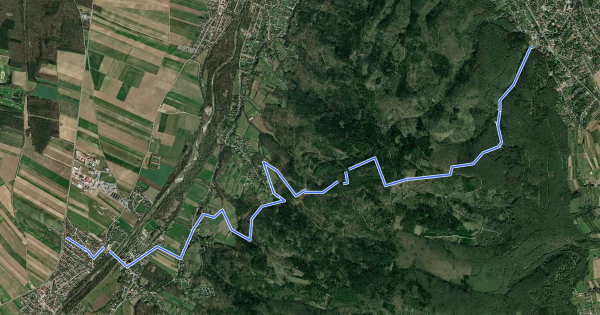 Маршрут Klein Wolkersdorf (Bhf) - Rosalia Kamm-Wanderweg - Bad Sauerbrunn на спутниковом снимке