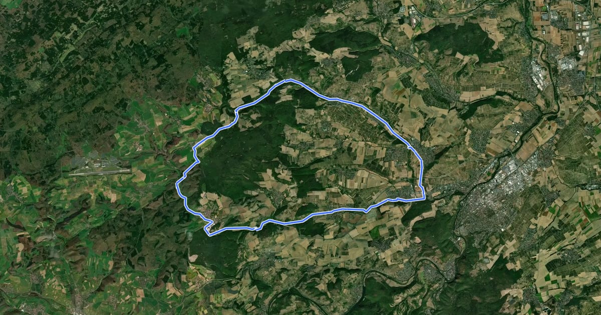 Маршрут Kleinbahn-Radrundweg на спутниковом снимке