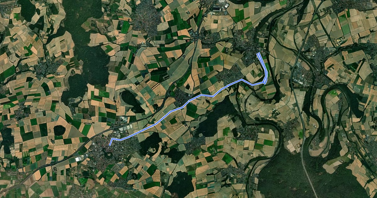 Маршрут Kleinbahn-Radweg Grifte–Gudensberg на спутниковом снимке