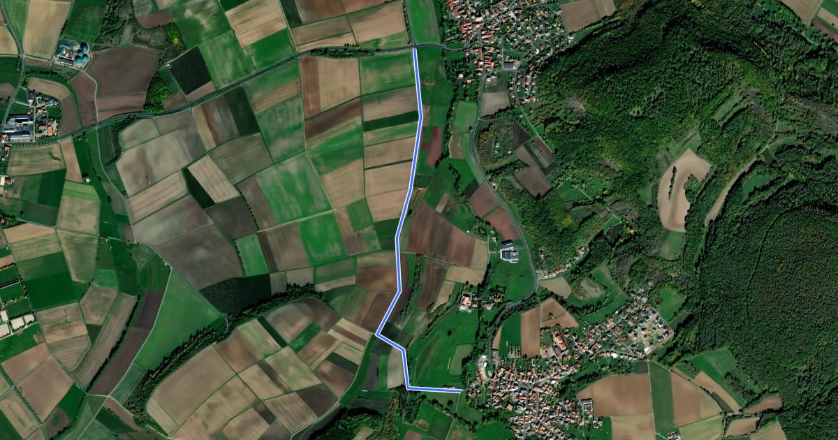 Маршрут Kleinbardorf West - Sulzfeld Nordwest на спутниковом снимке