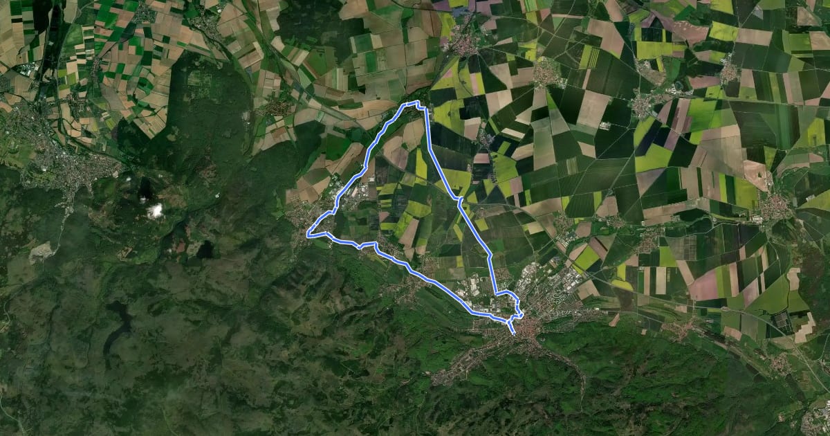 Маршрут Kleine Harzvorland-Tour (WR 4) на спутниковом снимке