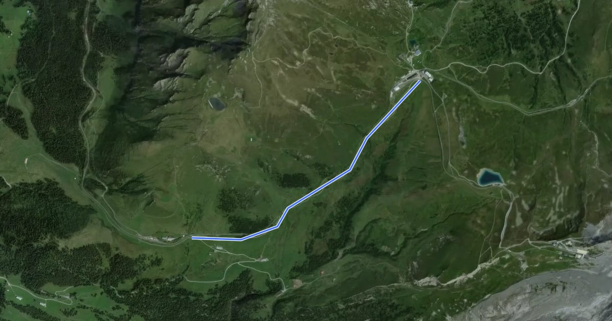 Маршрут Kleine Scheidegg - Wengernalp на спутниковом снимке