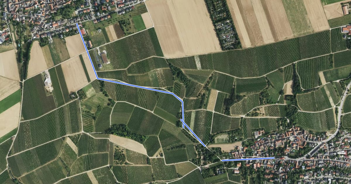 Маршрут Kleiner Mainzer Höhenweg (Zuweg Harxheim) на спутниковом снимке
