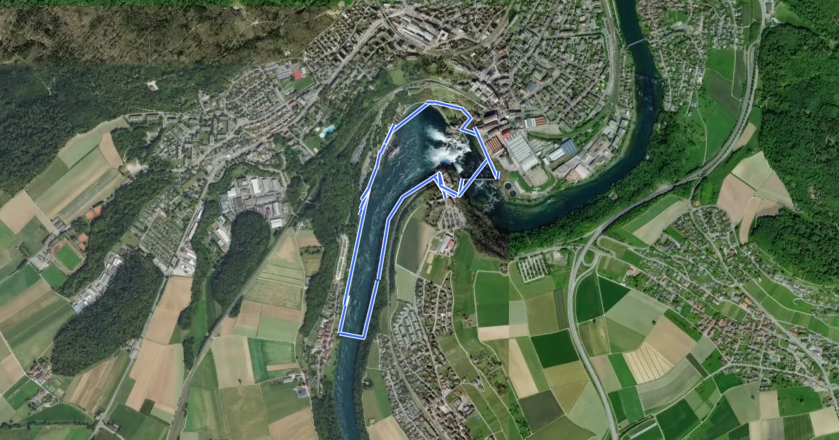 Маршрут Kleiner Rheinfall Rundweg на спутниковом снимке