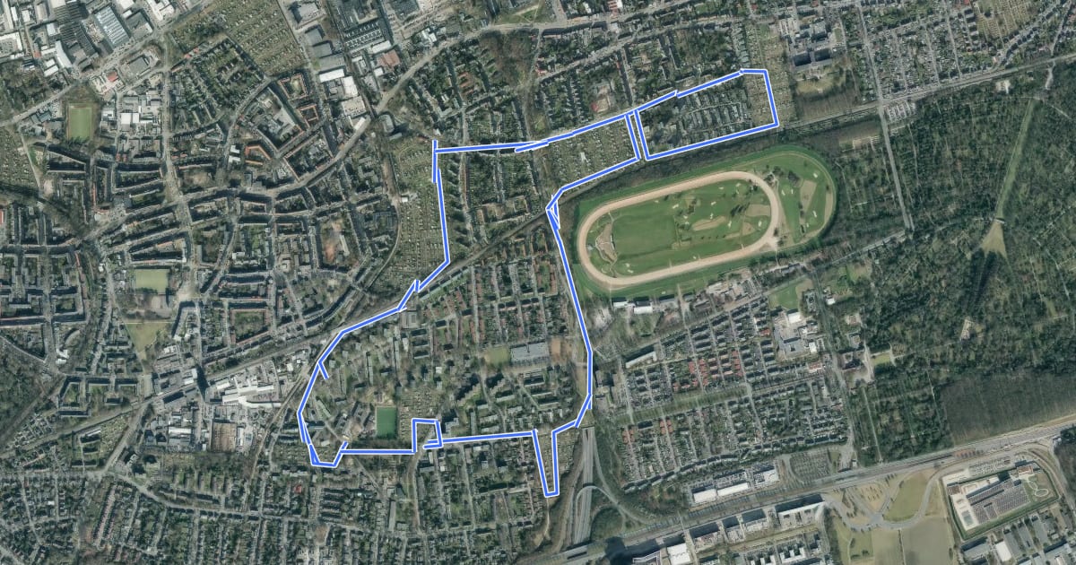 Маршрут Kleingartenwanderweg Ost на спутниковом снимке