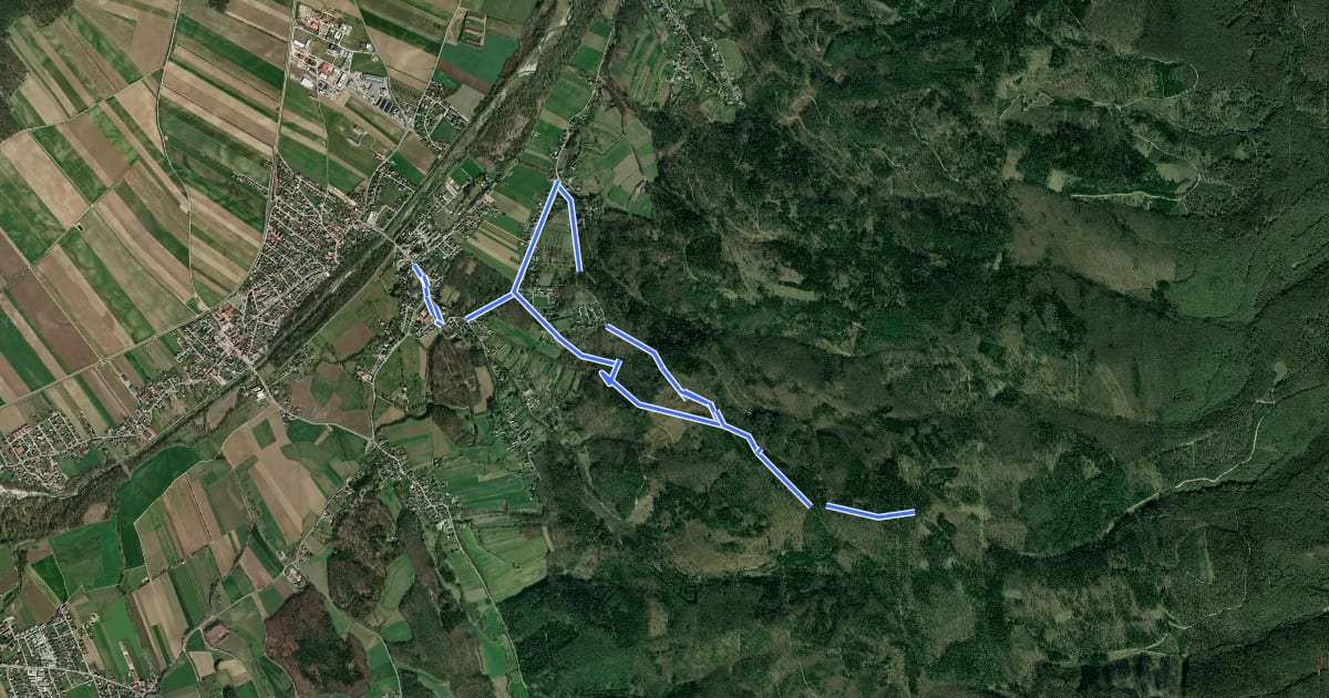 Маршрут Kleinwolkersdorf - Frohsdorf (Bahnhof) - Rosental - Rosalia на спутниковом снимке