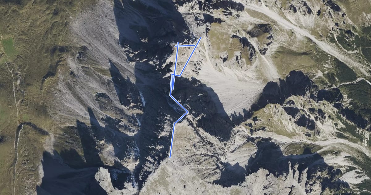 Маршрут Klettersteig Kalkkögel на спутниковом снимке