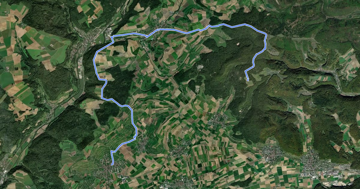 Маршрут Klettgau-Rhein-Weg - Etappe 1 на спутниковом снимке