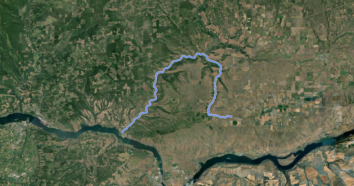 Маршрут Klickitat Trail на спутниковом снимке