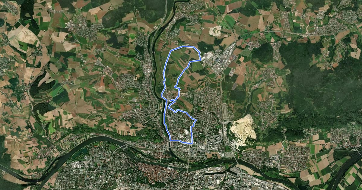 Маршрут Klimaschutzweg Regensburg - Ödenthaler Runde на спутниковом снимке