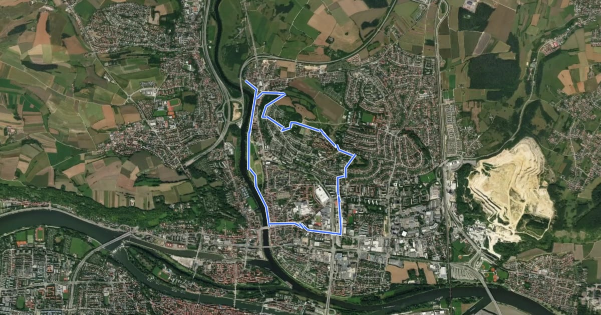 Маршрут Klimaschutzweg Regensburg - Sallerner Berg Runde на спутниковом снимке