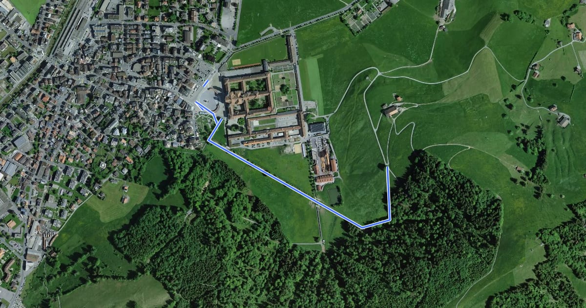 Маршрут Kloster Einsiedeln - Friherrenberg на спутниковом снимке