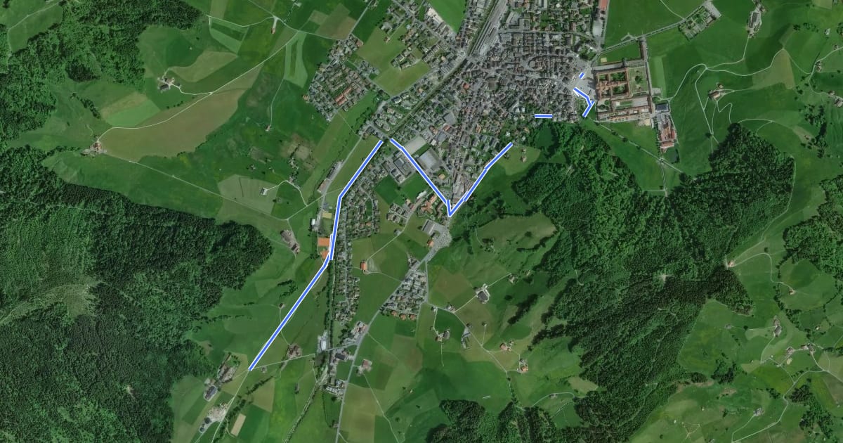 Маршрут Kloster Einsiedeln - Kloster Au на спутниковом снимке