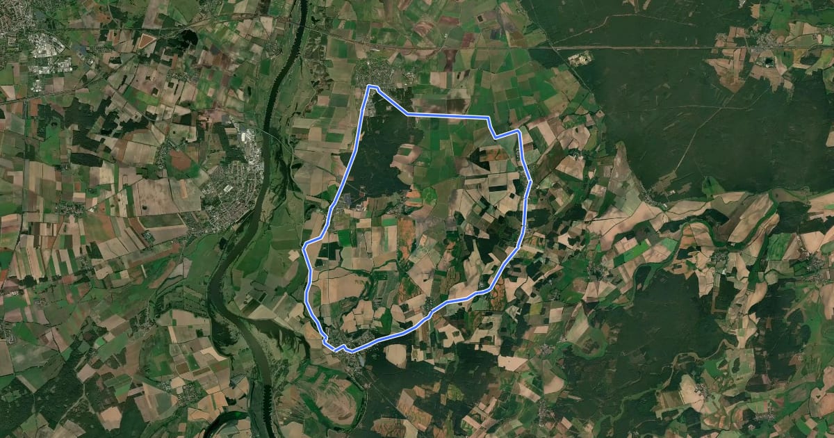 Маршрут Klosterroute Altmark на спутниковом снимке