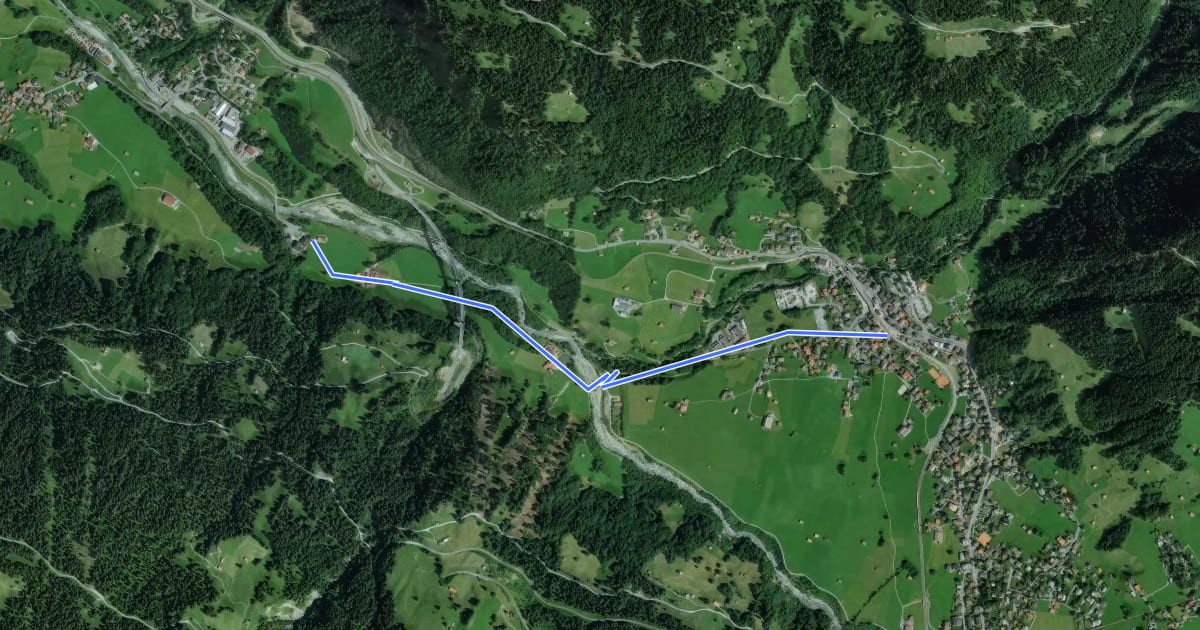 Маршрут Klosters Dorf - Bad Serneus на спутниковом снимке