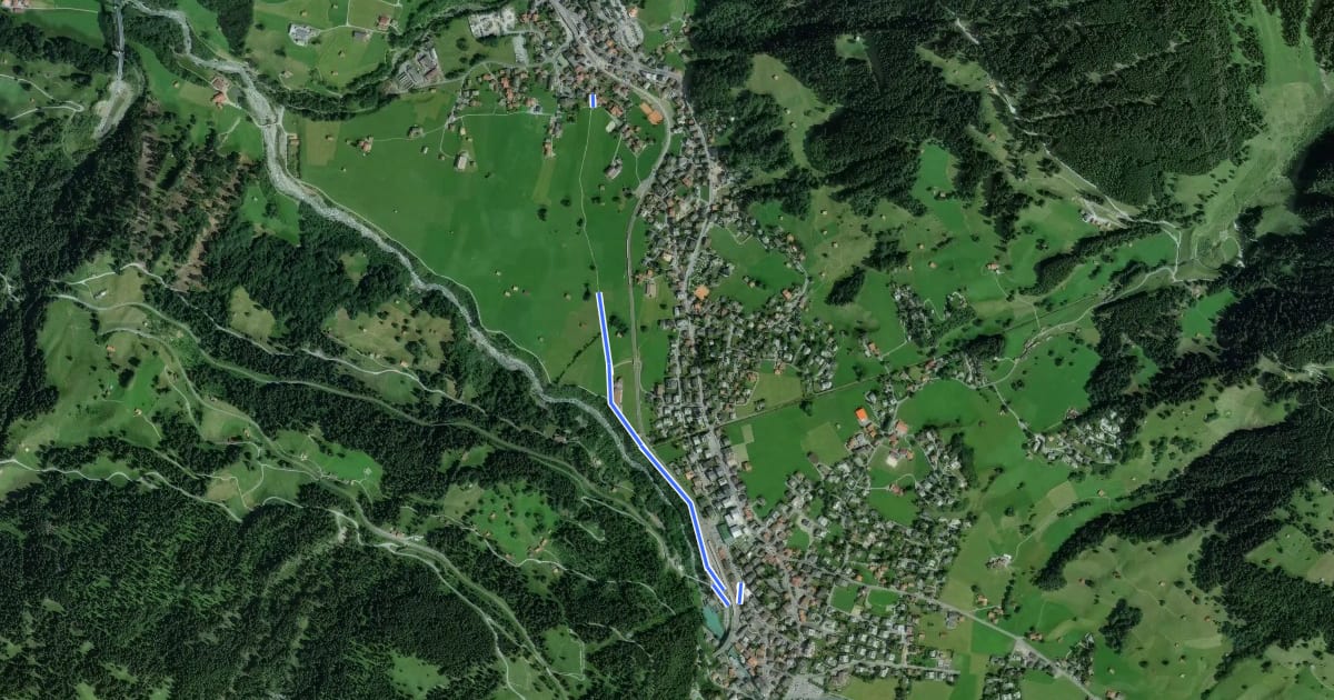 Маршрут Klosters Platz - Klosters Dorf на спутниковом снимке