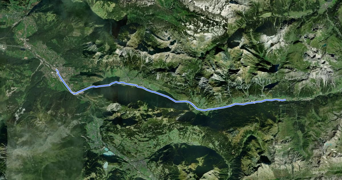 Маршрут Klostertal Route на спутниковом снимке