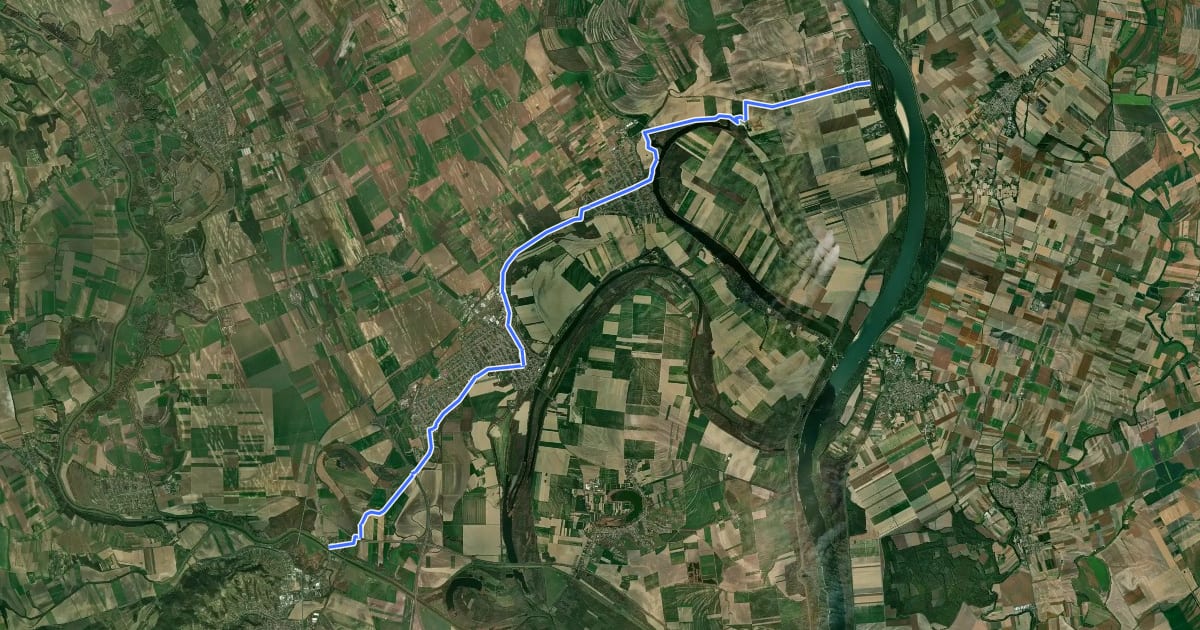 Маршрут KM, Mária-út, M02/33, 34 (Gerjen – Palánk) на спутниковом снимке