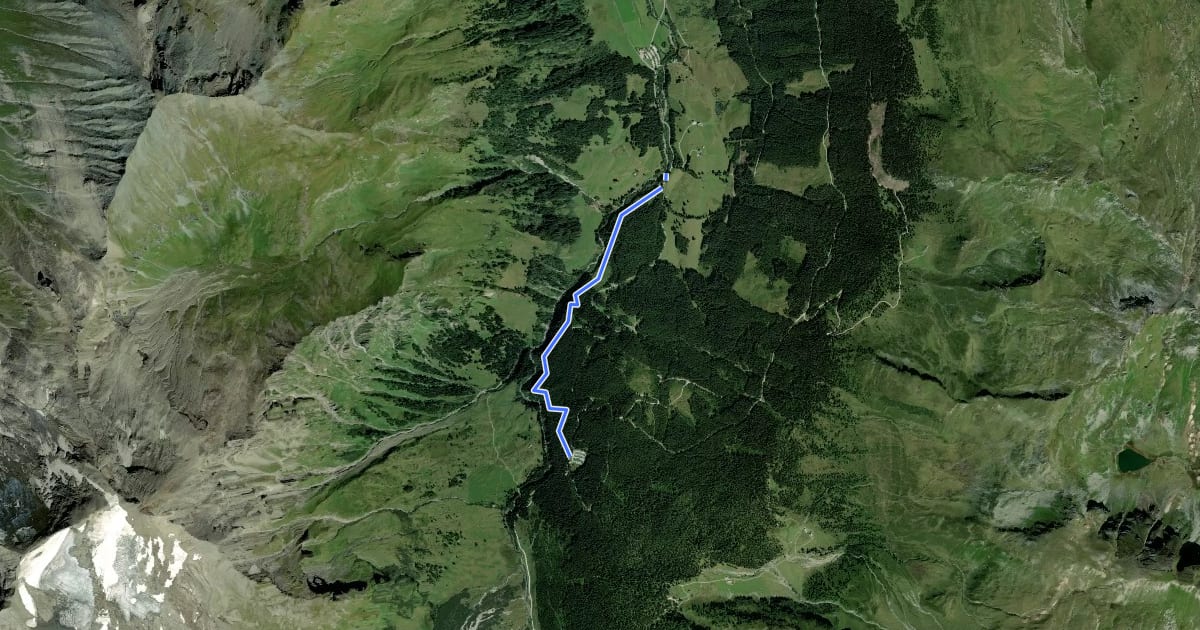Маршрут Knappenweg Kolm/Saigurn на спутниковом снимке