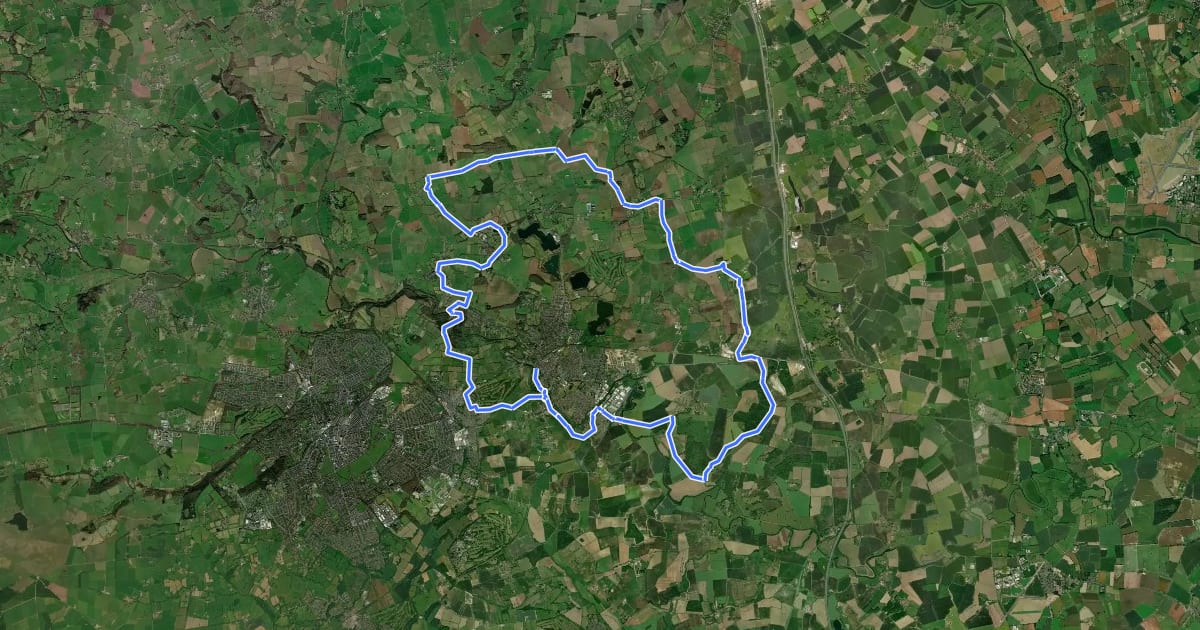 Маршрут Knaresborough Round на спутниковом снимке