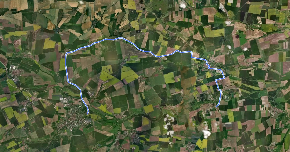 Маршрут Kneipp- und Kleinbahnradweg на спутниковом снимке