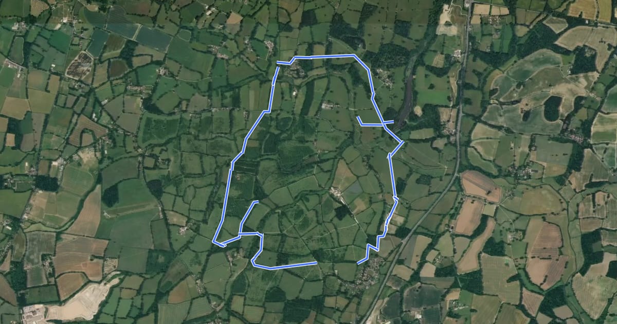 Маршрут Knepp Wildland Red Route на спутниковом снимке
