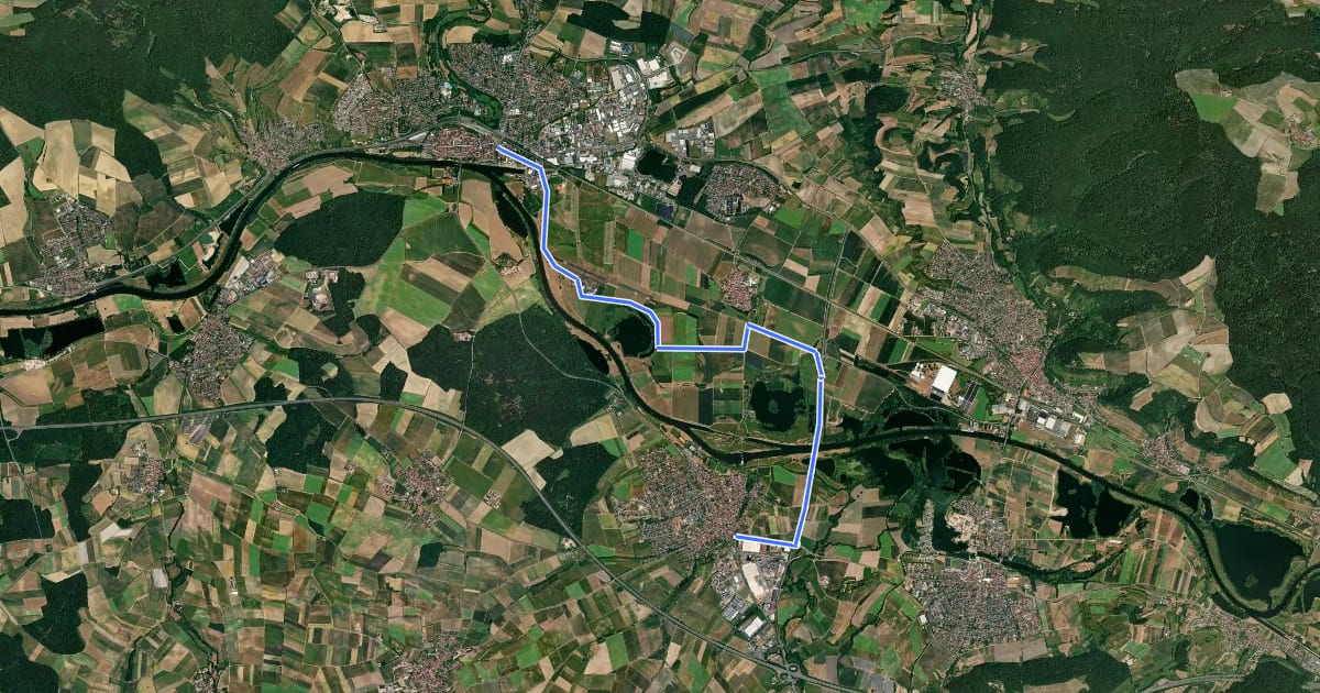 Маршрут Knetzgau Haßfurt на спутниковом снимке