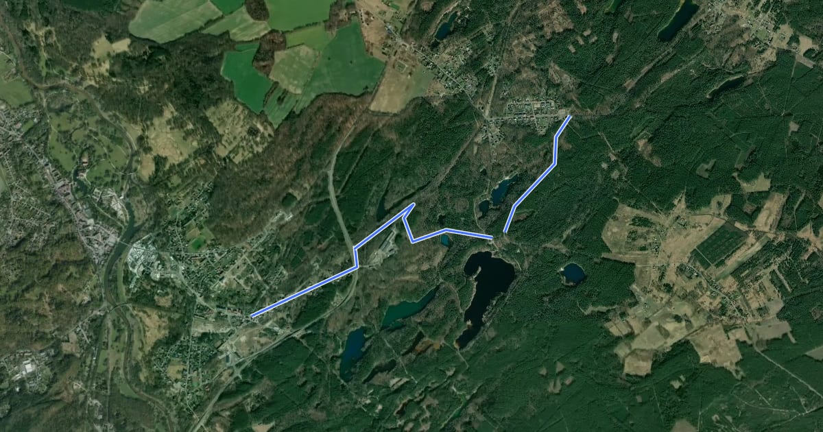 Маршрут Łęknica - Nowe Czaple на спутниковом снимке