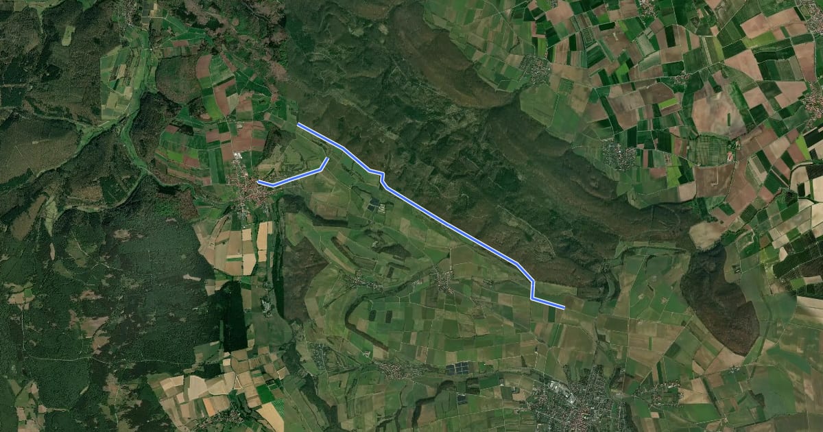 Маршрут Knotenpunktnetz NOM (70) - Fredelsloh (90) на спутниковом снимке