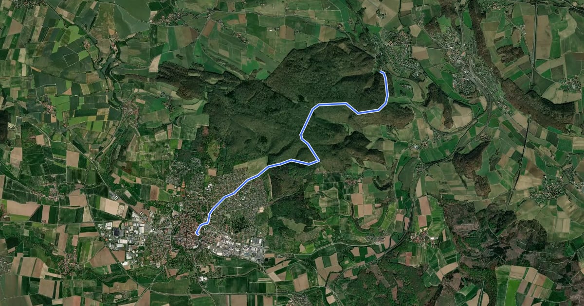 Маршрут Knotenpunktnetz NOM Greener Burg (22) - Einbeck (29) на спутниковом снимке