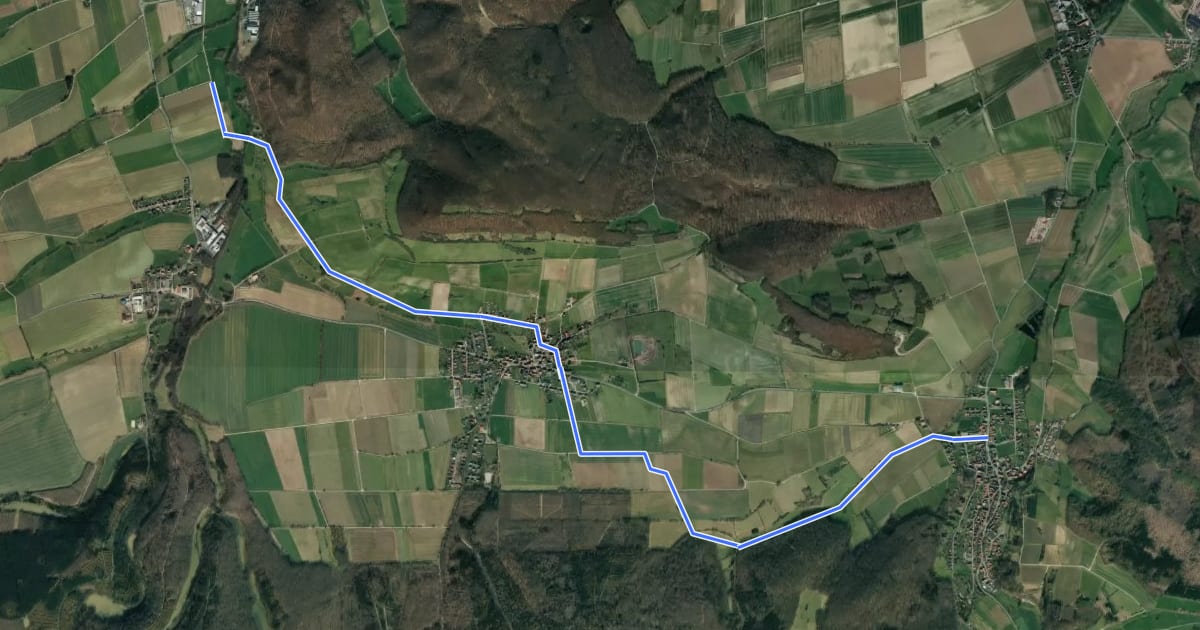 Маршрут Knotenpunktnetz NOM Lauenberg (91) - Dassel (92) на спутниковом снимке