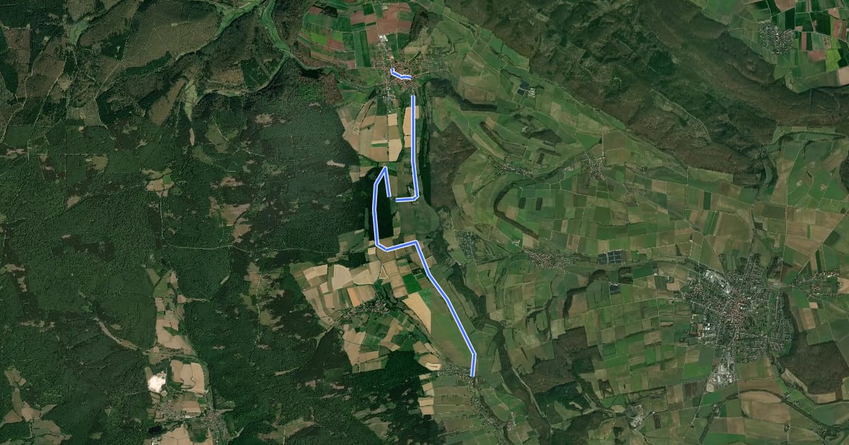 Маршрут Knotenpunktnetz NOM Üssinghausen (88) - Fredelsloh (89) на спутниковом снимке