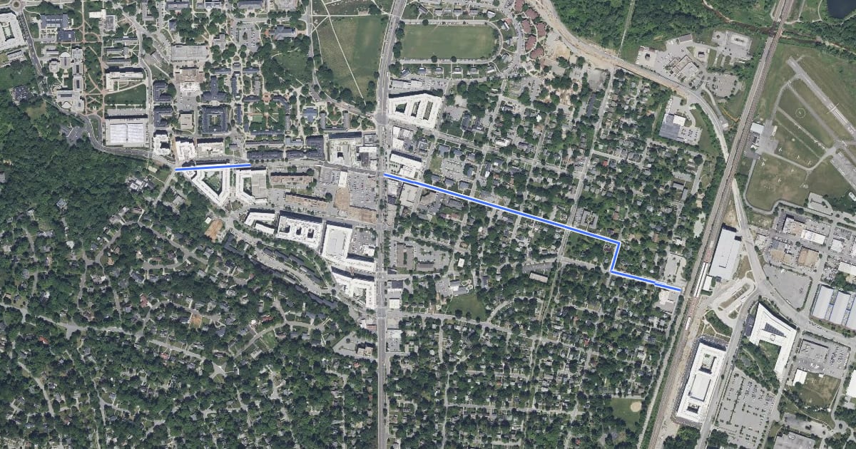 Маршрут Knox Rd на спутниковом снимке