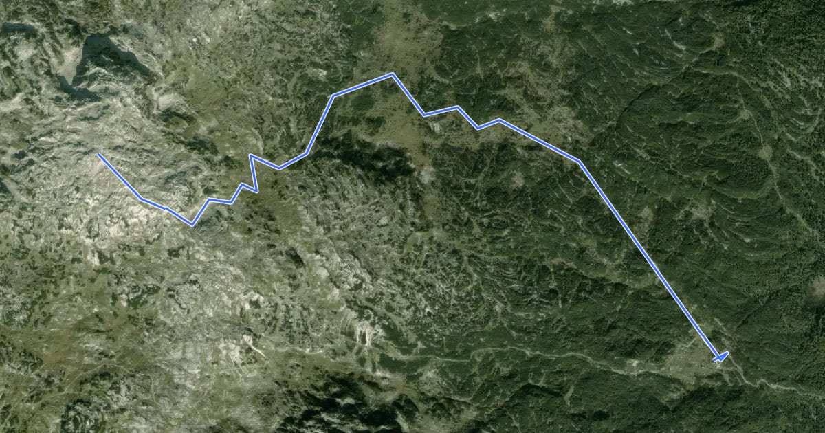 Маршрут Koča pod Bogatinom - Lepa Komna - Lanževica на спутниковом снимке
