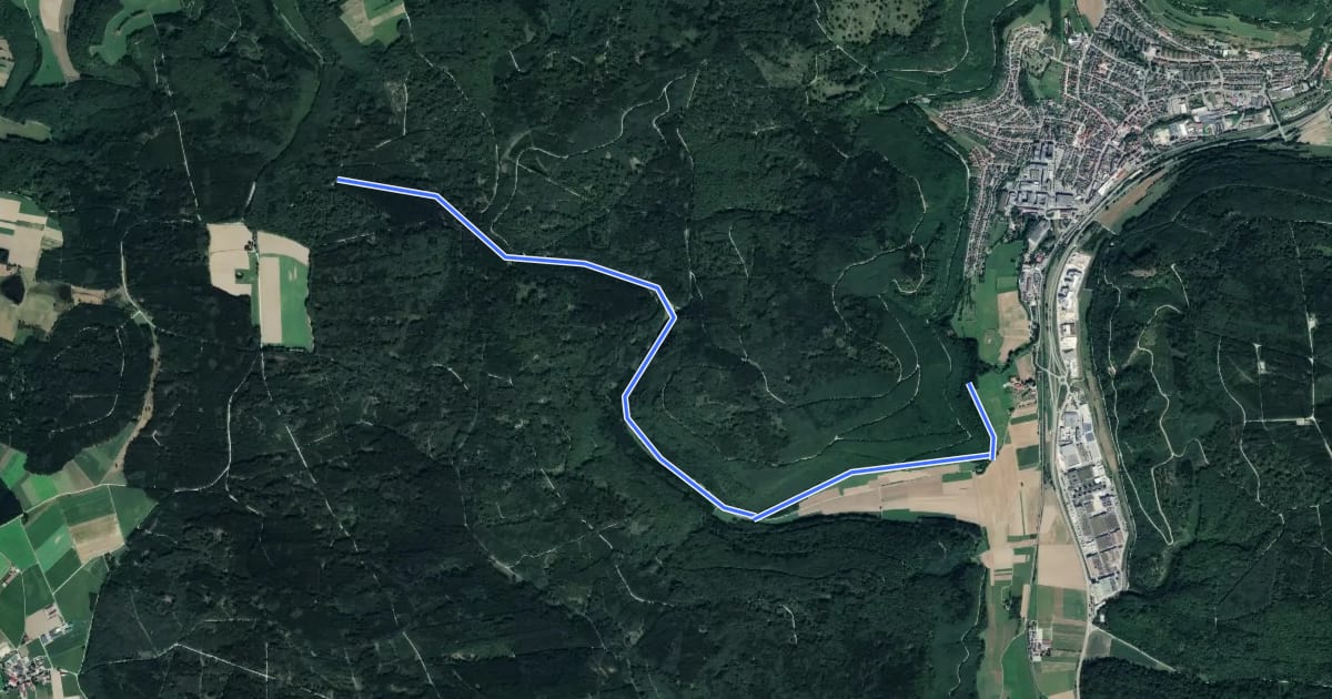 Маршрут Kocherursprung - Tauchenweiler на спутниковом снимке