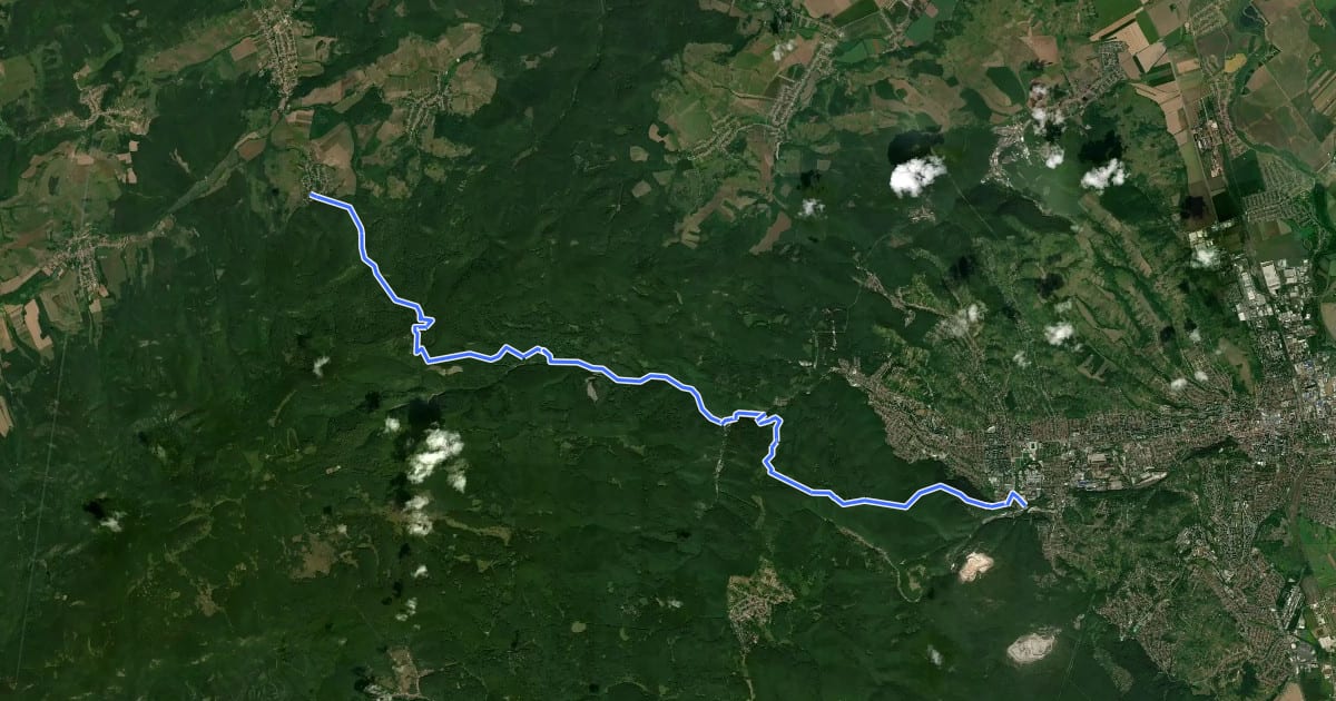Маршрут Kohászok útja (Mályinka – Miskolc) на спутниковом снимке