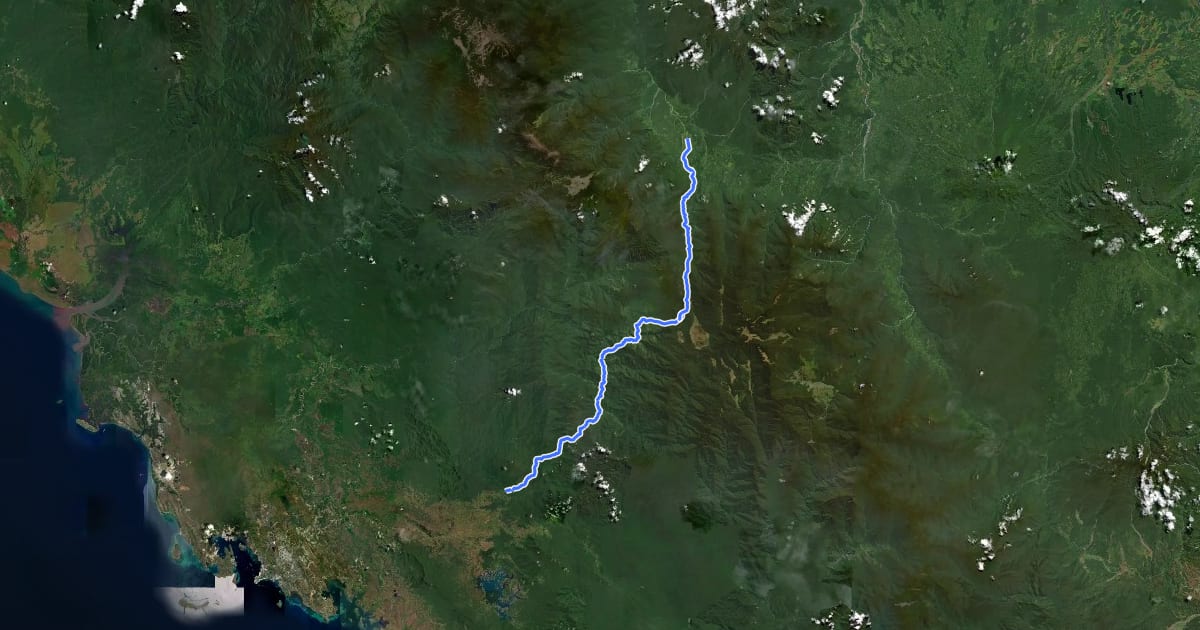 Маршрут Kokoda Track на спутниковом снимке