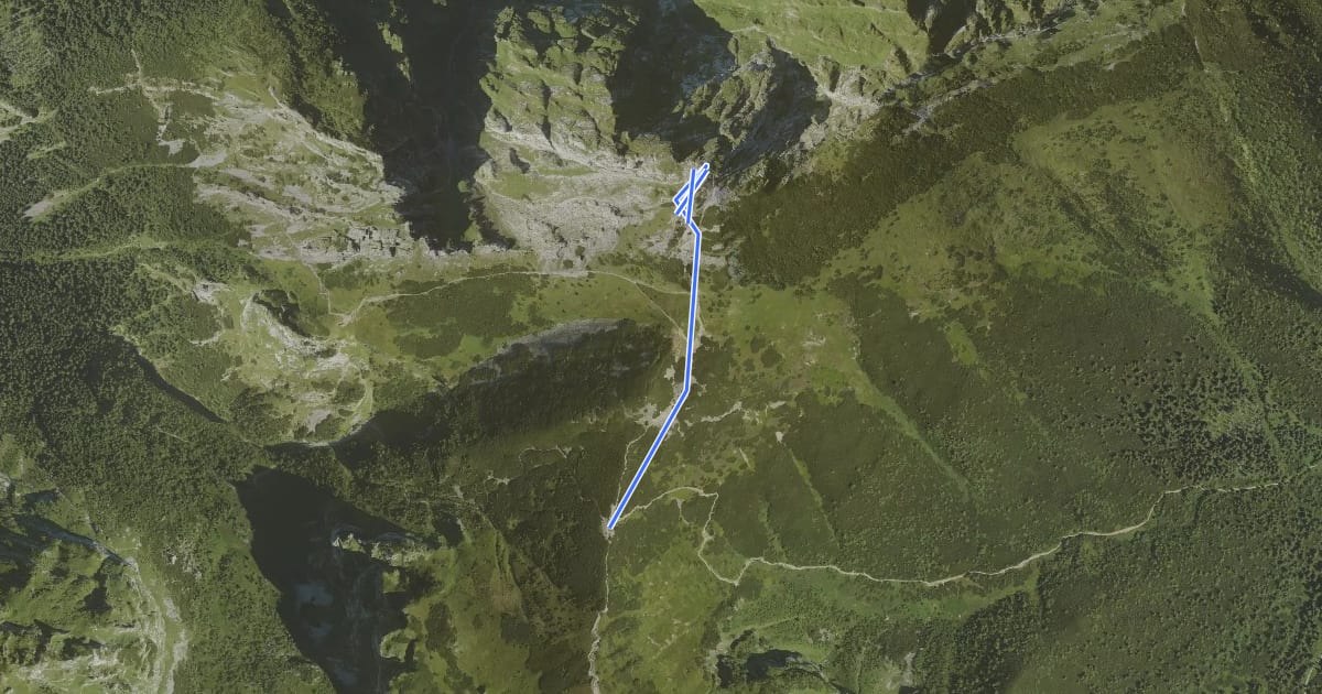 Маршрут Kondracka Przełęcz - Giewont на спутниковом снимке