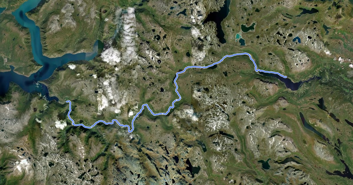 Маршрут Kongevegen over Filefjell (cycleroute) на спутниковом снимке