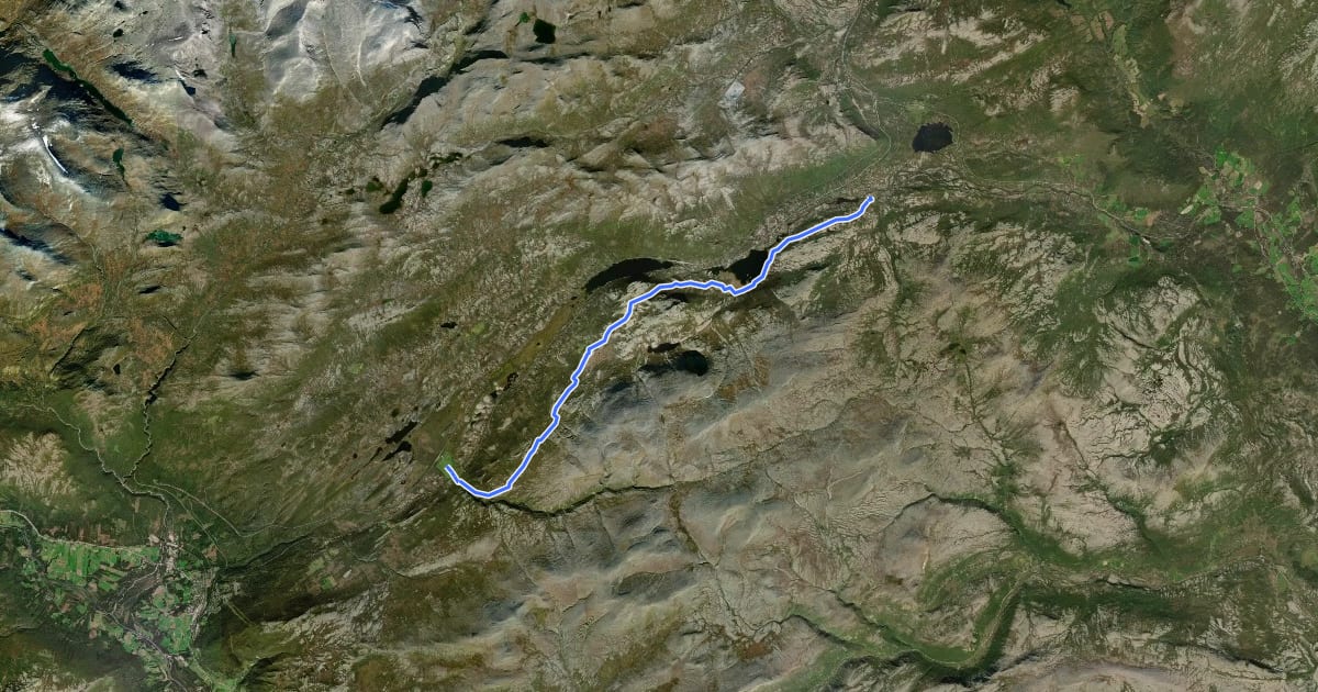 Маршрут Kongeveien over Dovre на спутниковом снимке