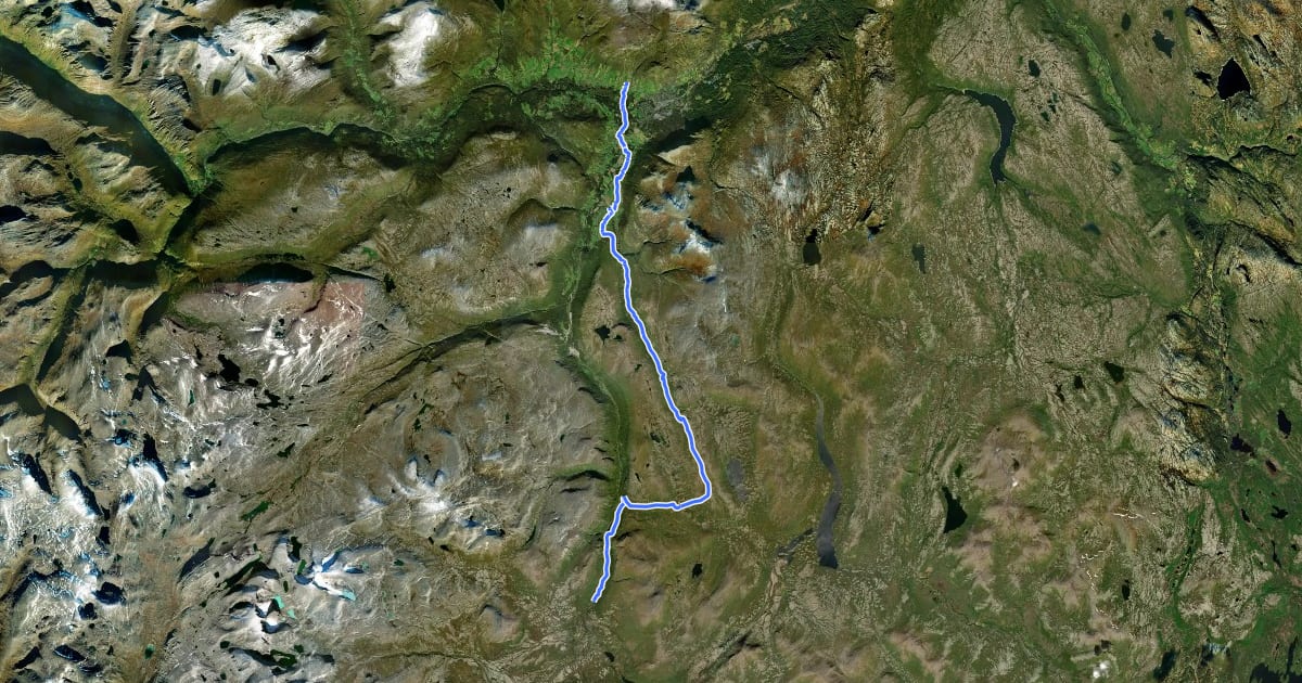 Маршрут Kongeveien over Dovre (Kongsvoll-Oppdal) на спутниковом снимке