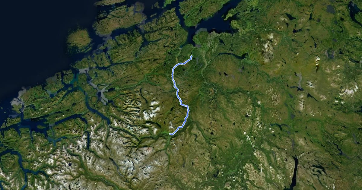 Маршрут Kongeveien over Dovre (Oppdal-Skaun) на спутниковом снимке